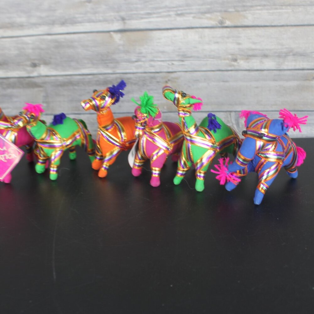 6 Horse/Donkey/Camel/Elephant Made From Ribbons Handmade In India 5" tall Decor